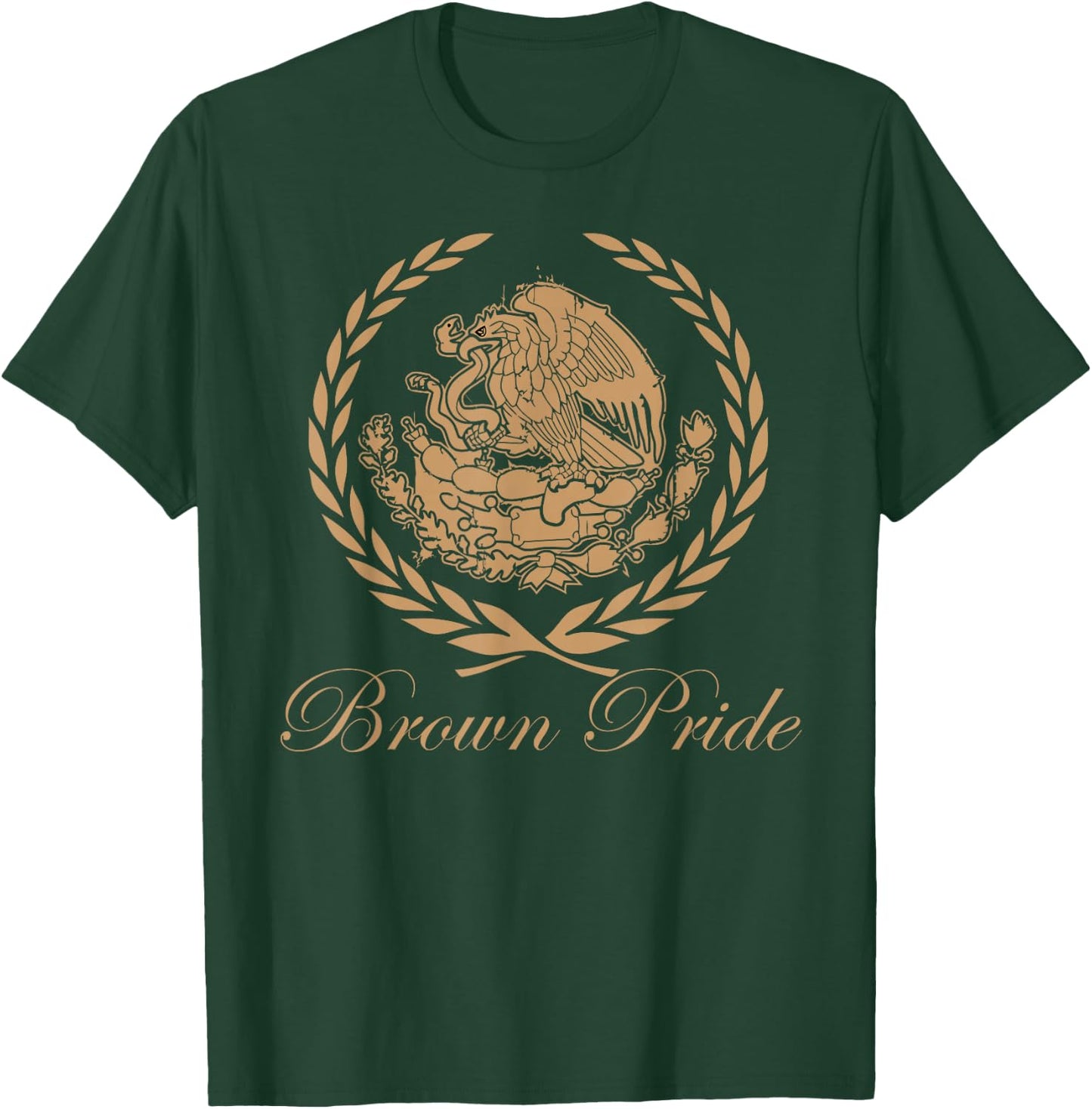 CaliDesign Men's Brown Pride Mexican Heritage Flag T-Shirt - T-Shirt | Forest
