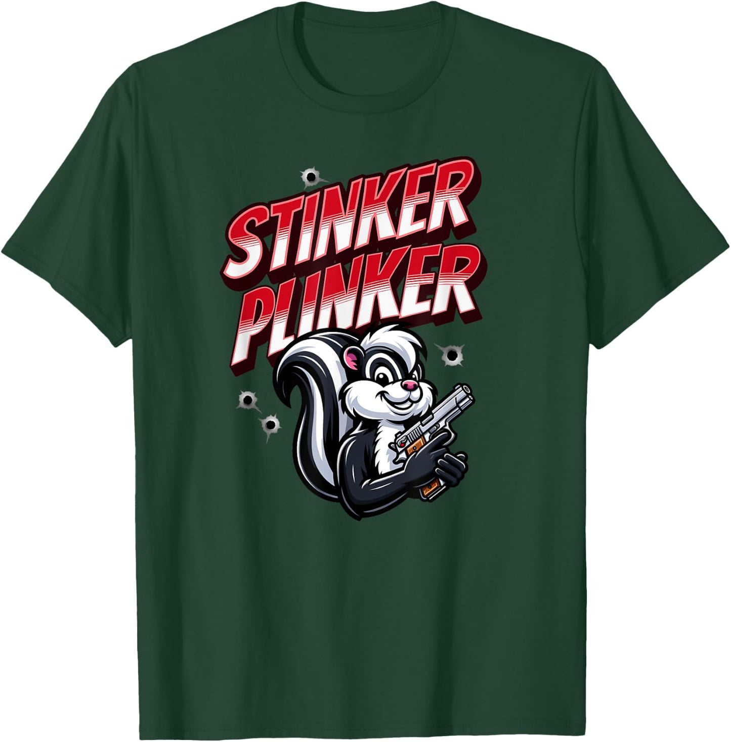Stinker Plinker - Skunk Handgun Shootist T-Shirt - T-Shirt | Forest