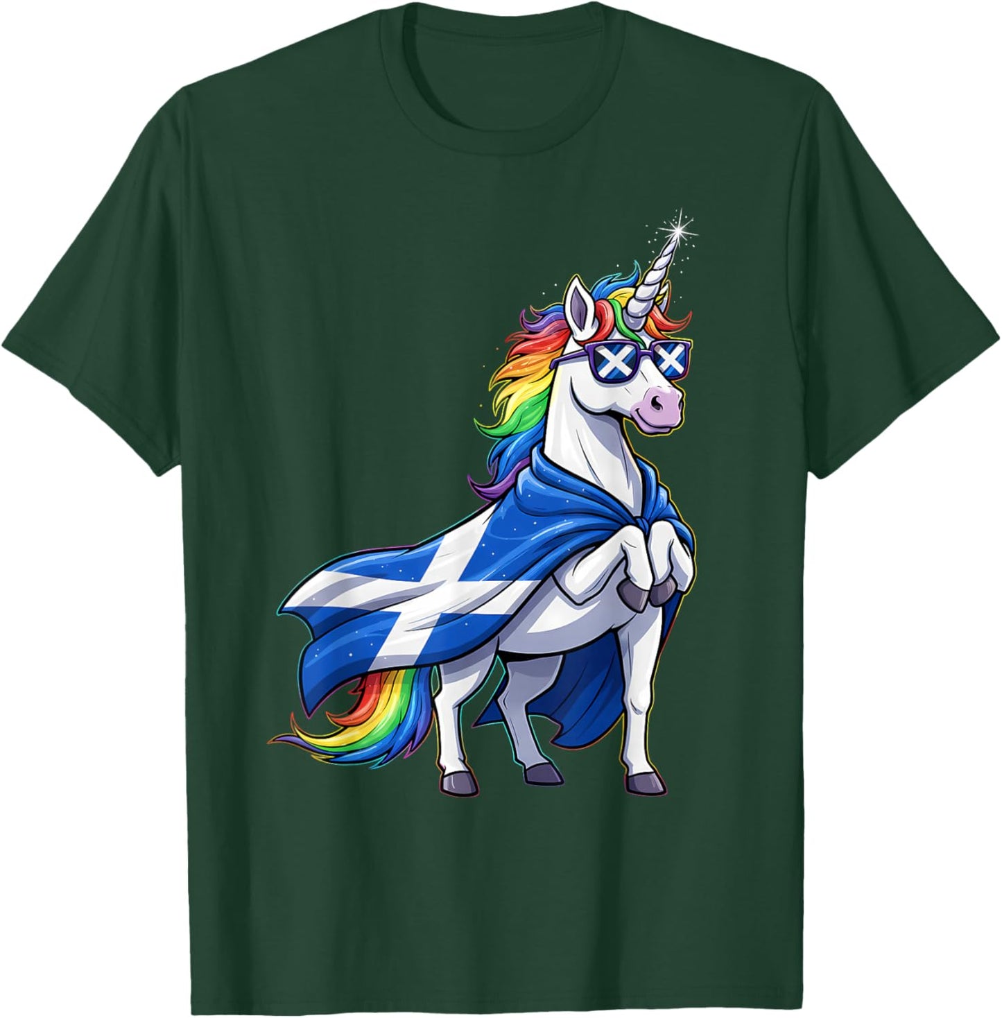 Scotland Flag Scottish Unicorn T-Shirt - T-Shirt | Forest