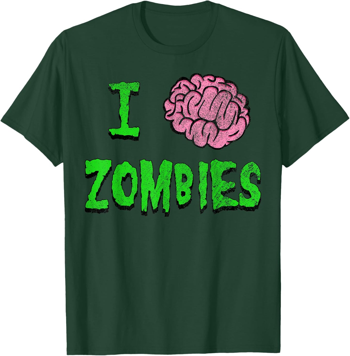 I Heart Zombies - I Brain Zombies Shirt - Distressed Grunge T-Shirt - T-Shirt | Forest