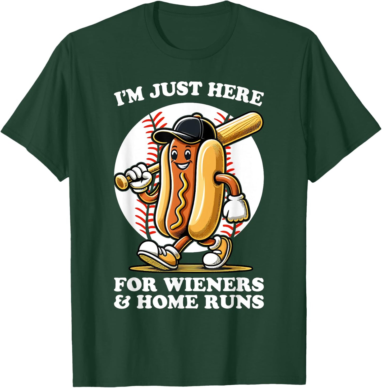 Funny Baseball Design Men Wieners & Home Runs T-Shirt - T-Shirt | Forest