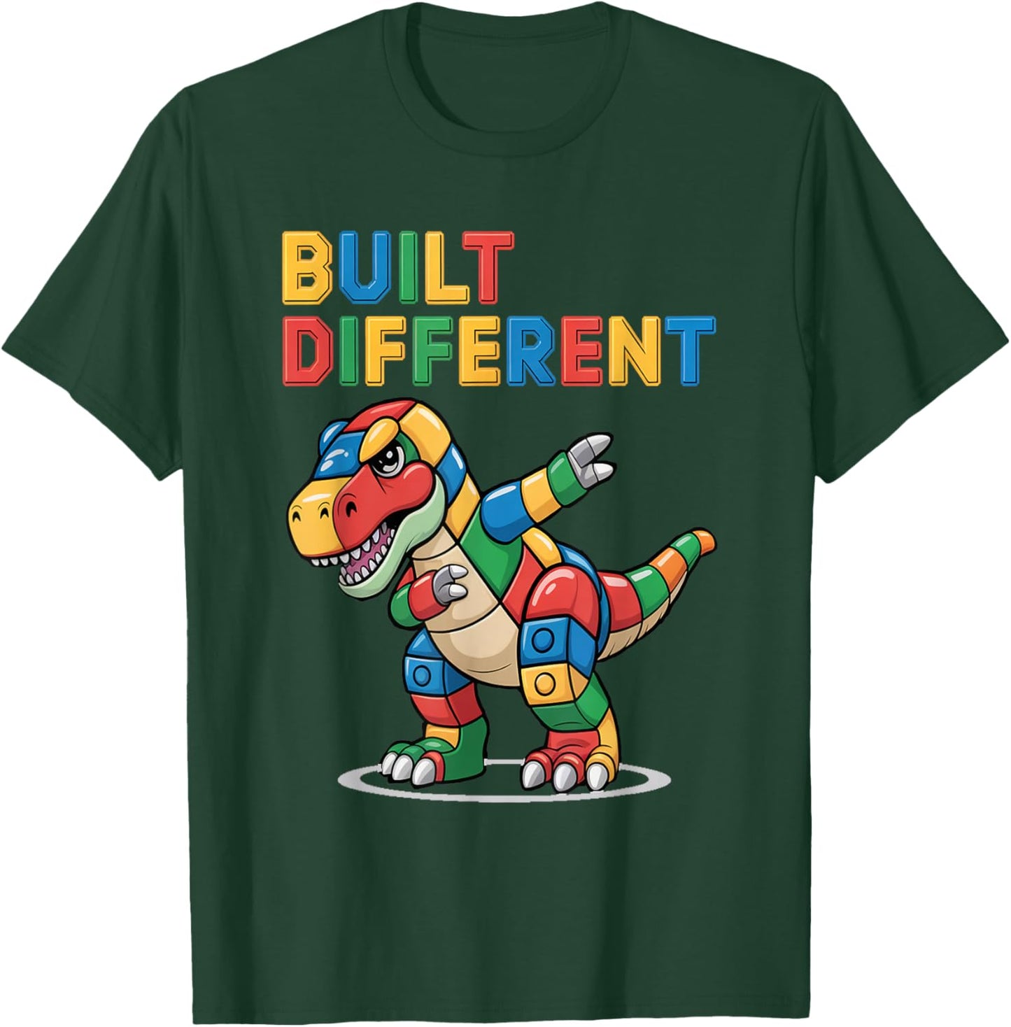 Funny Building Bricks Dinosaur Meme Funny Motivational Dino T-Shirt - T-Shirt | Forest