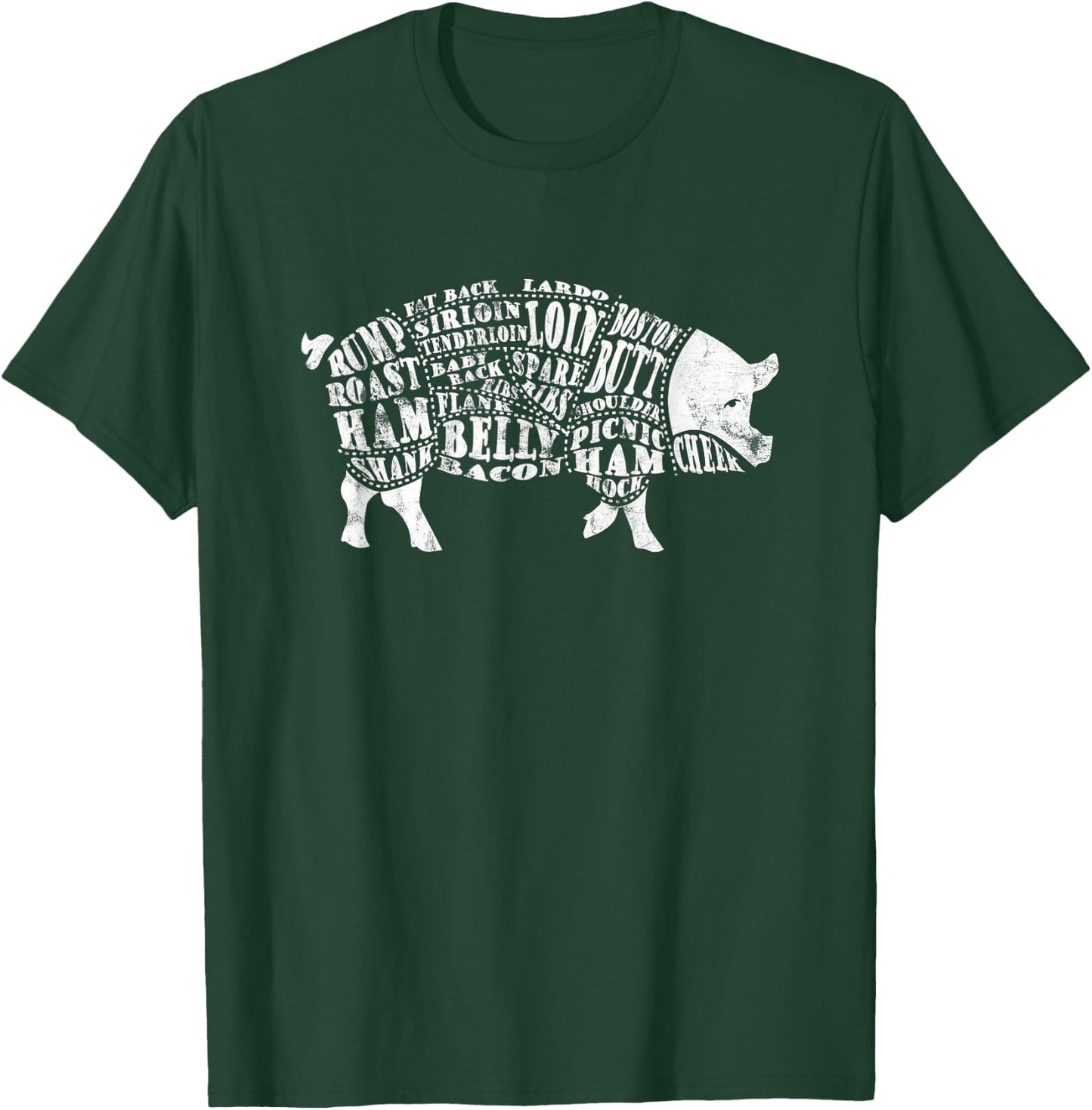 BBQ : Pig Cuts Barbecue and Grilling T-Shirt - T-Shirt | Forest