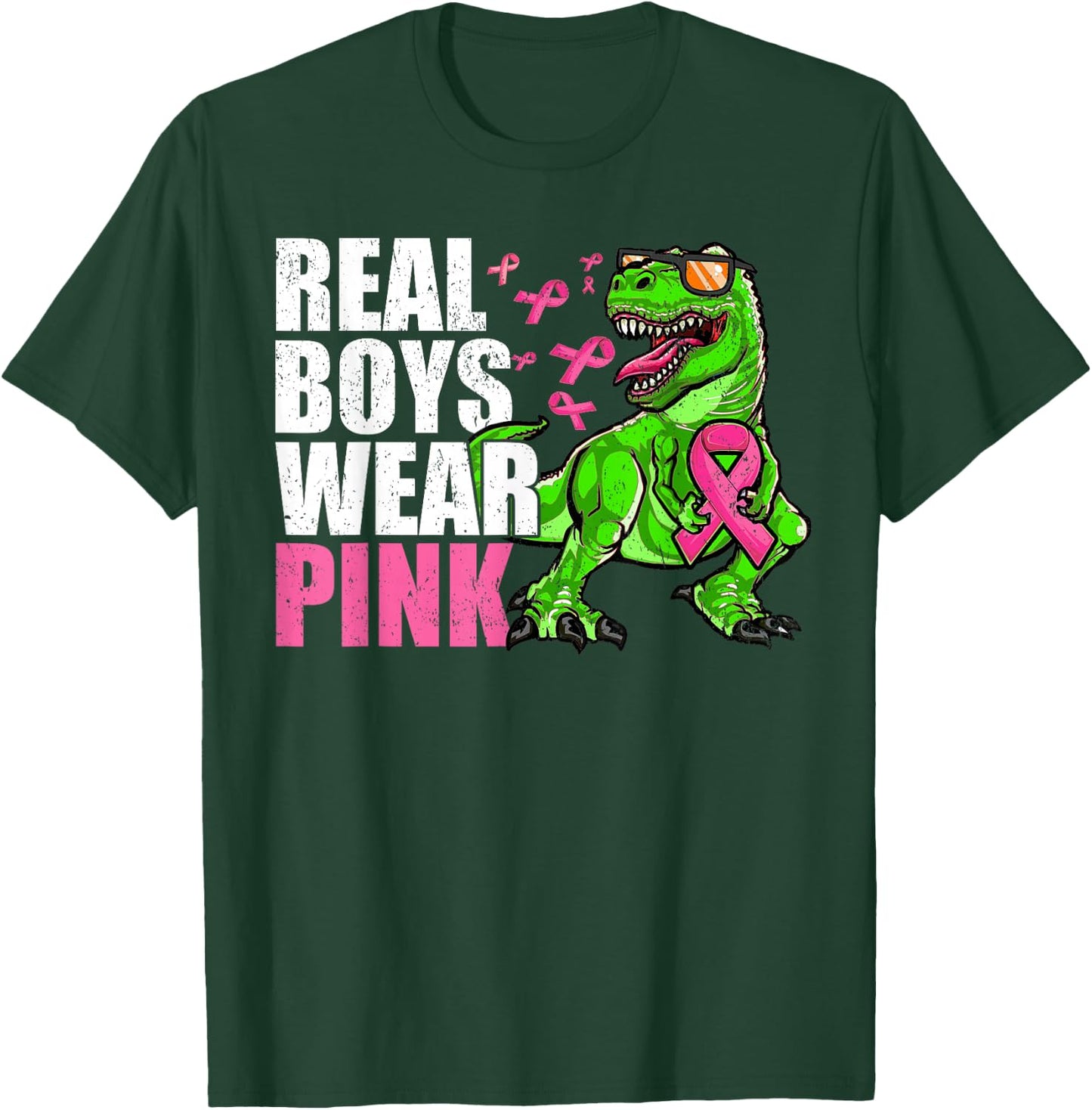 Youths Toddlers Breast Cancer Pink Ribbon Dinosaur Boys Kids T-Shirt - T-Shirt | Forest
