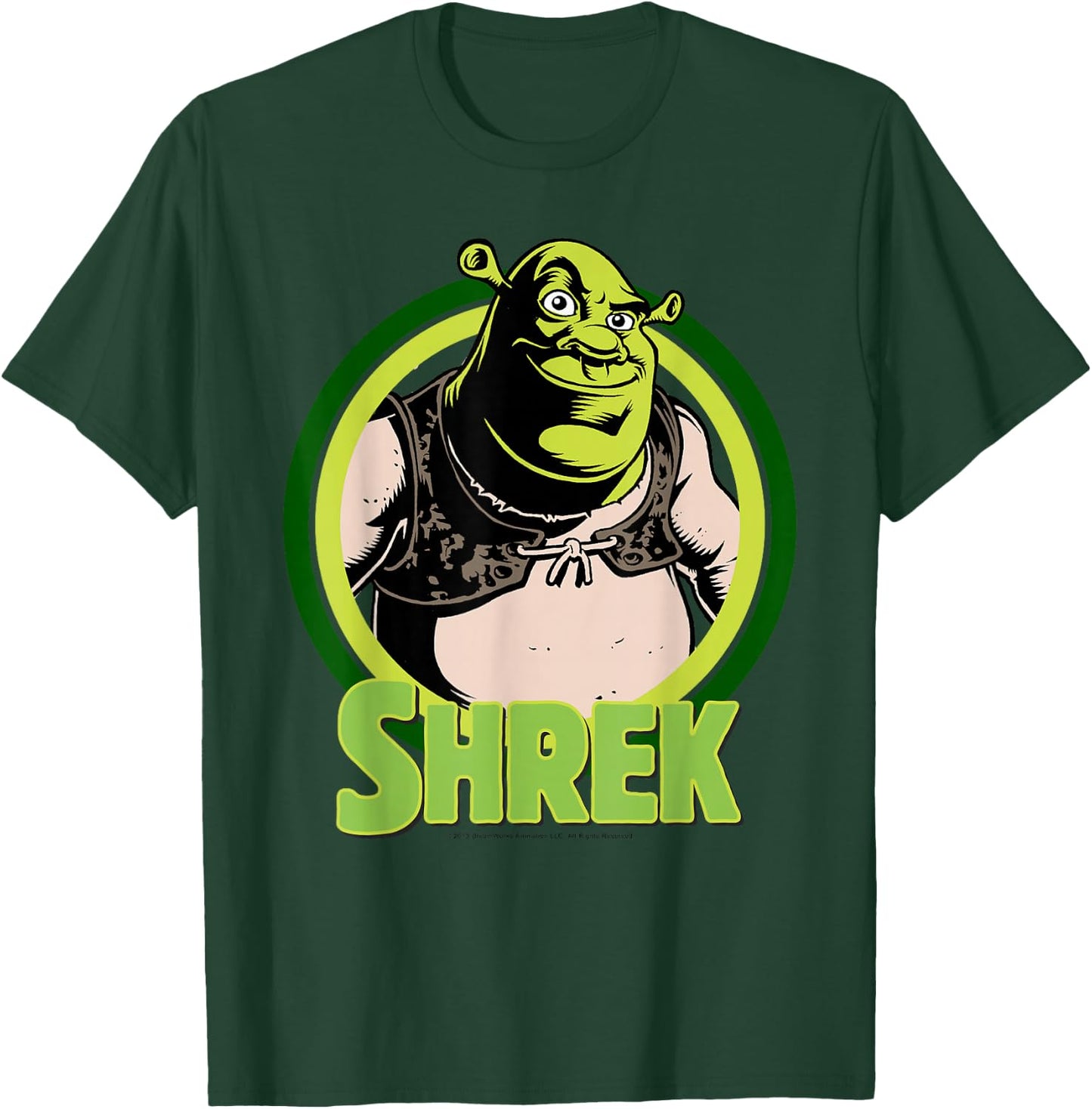 Shrek in Circles Cartoon Portrait Logo T-Shirt - T-Shirt | Forest