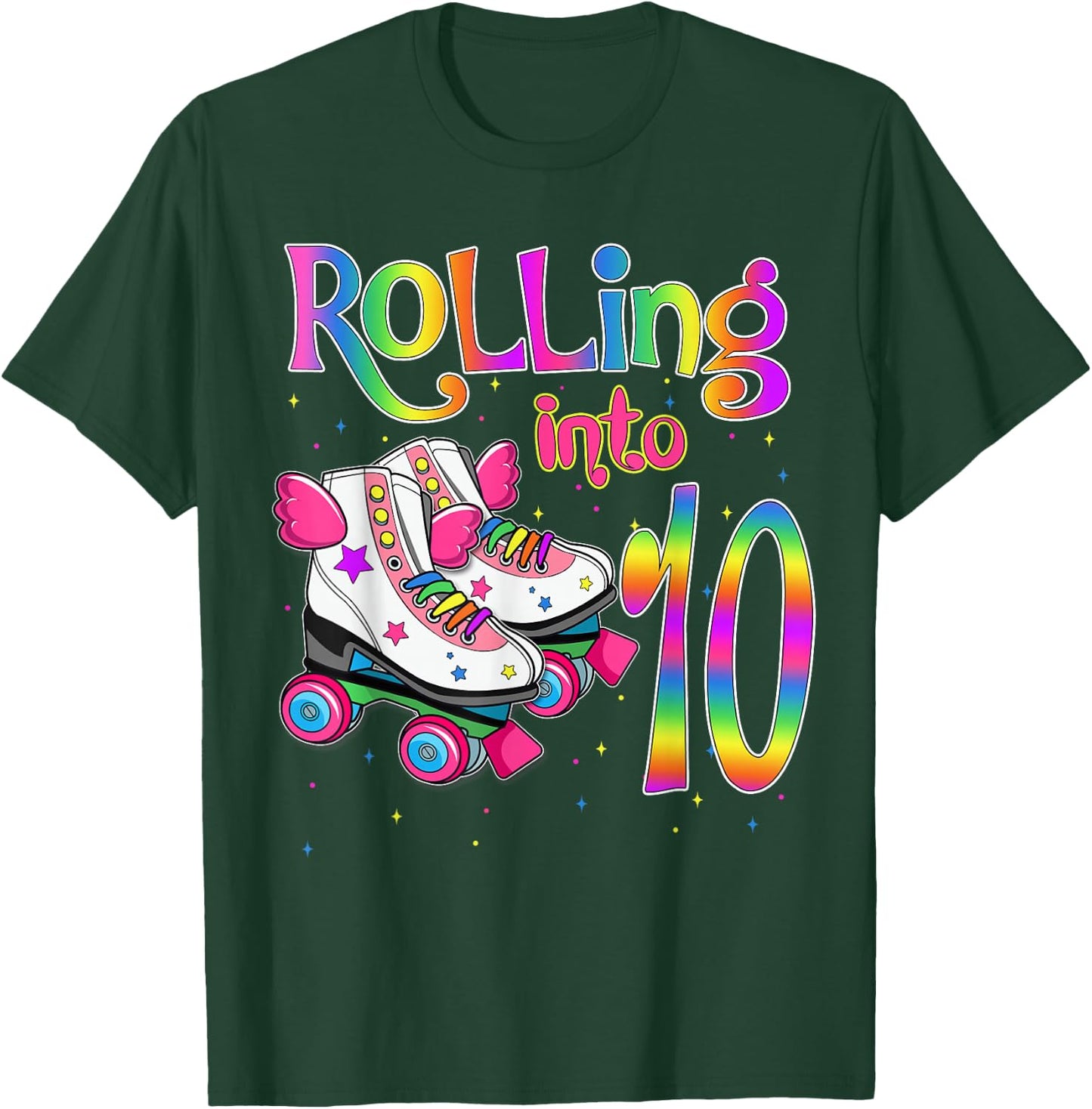 Rolling Into 10 years Lets Roll I'm Turning 10 Roller Skate T-Shirt - T-Shirt | Forest
