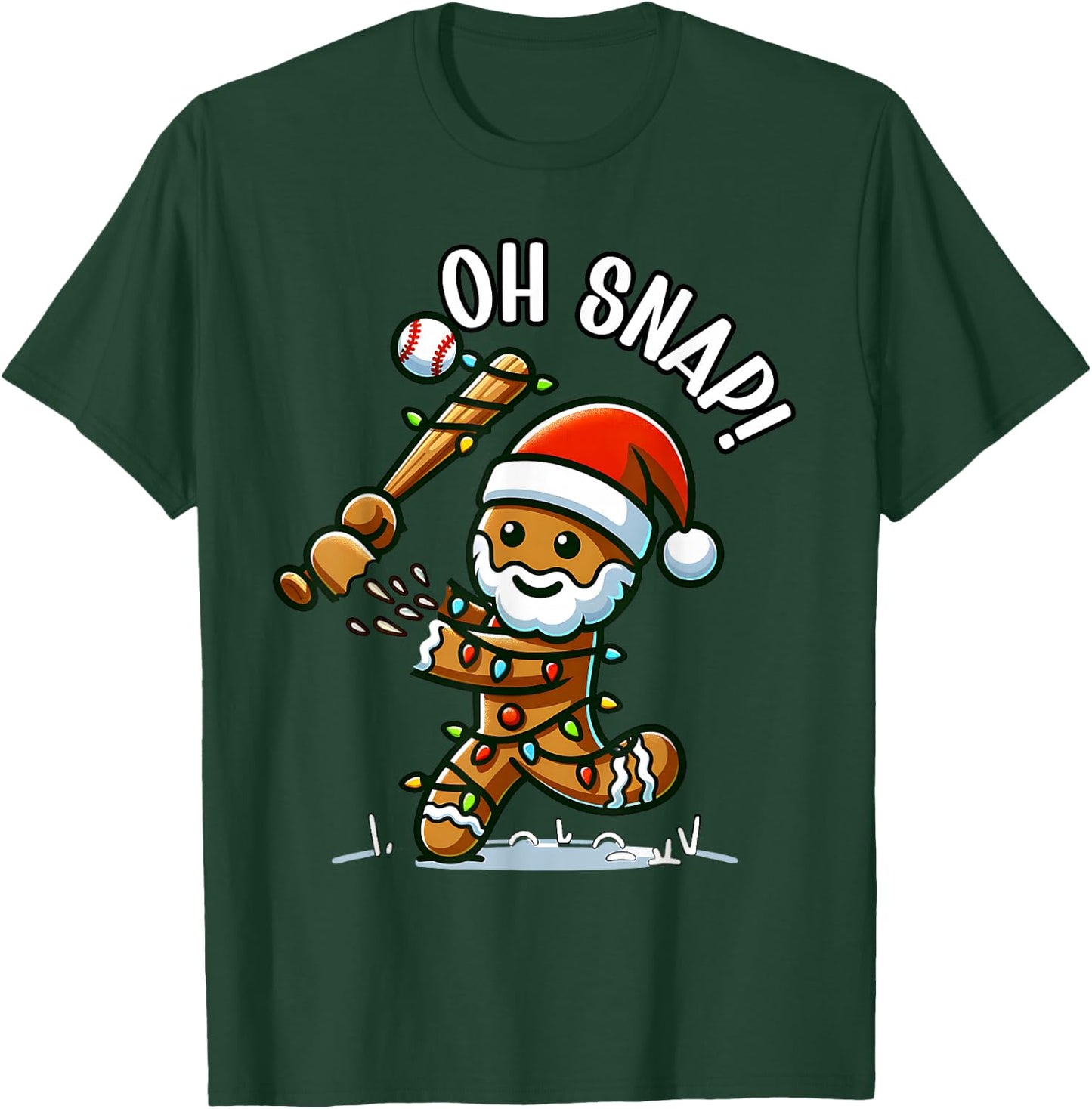 Oh Snap Gingerbreadman Christmas Baseball T-Shirt - T-Shirt | Forest