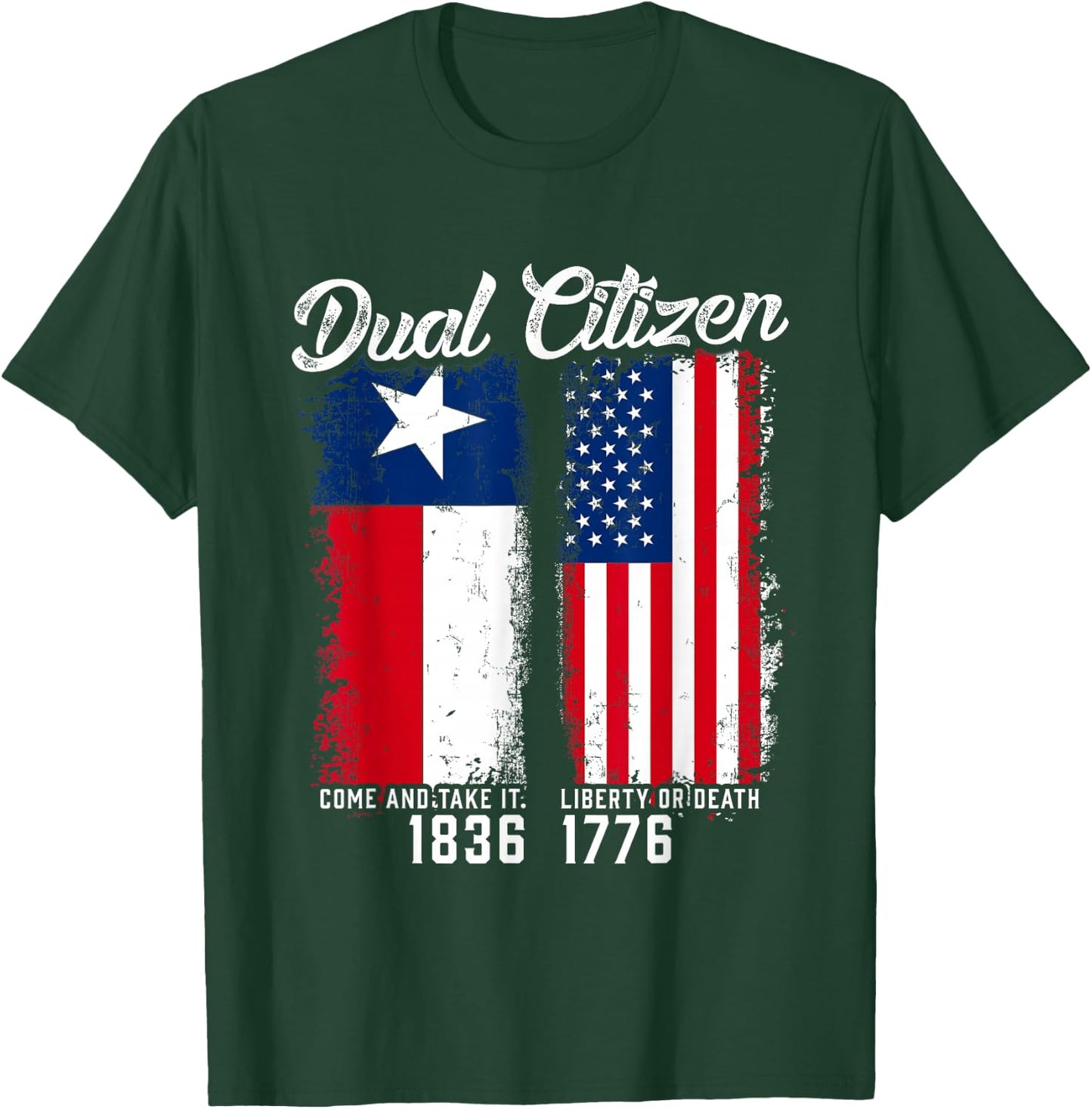 True Texan Dual Citizen Love Texas and America Small T-Shirt - T-Shirt | Forest