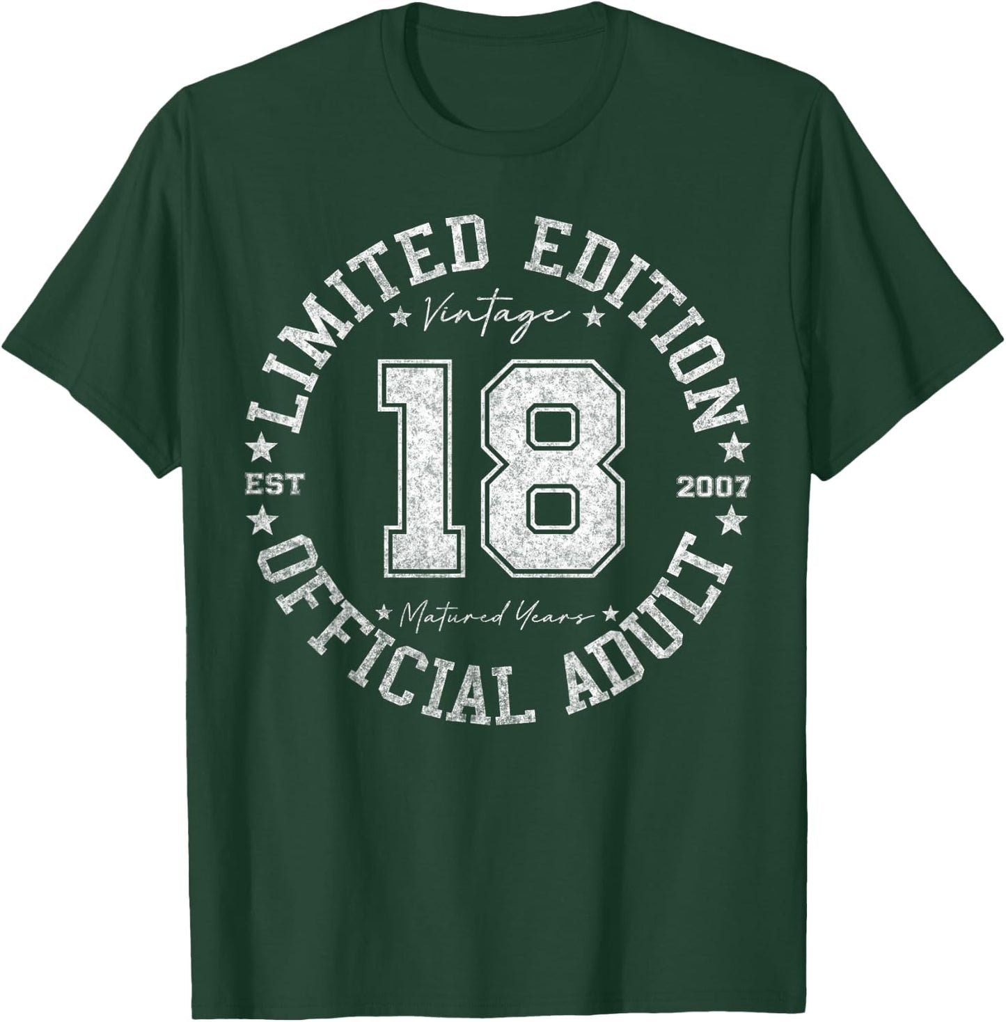 Official Adult 18 Year Old Gifts Vintage 2007 18th Birthday T-Shirt - T-Shirt | Forest