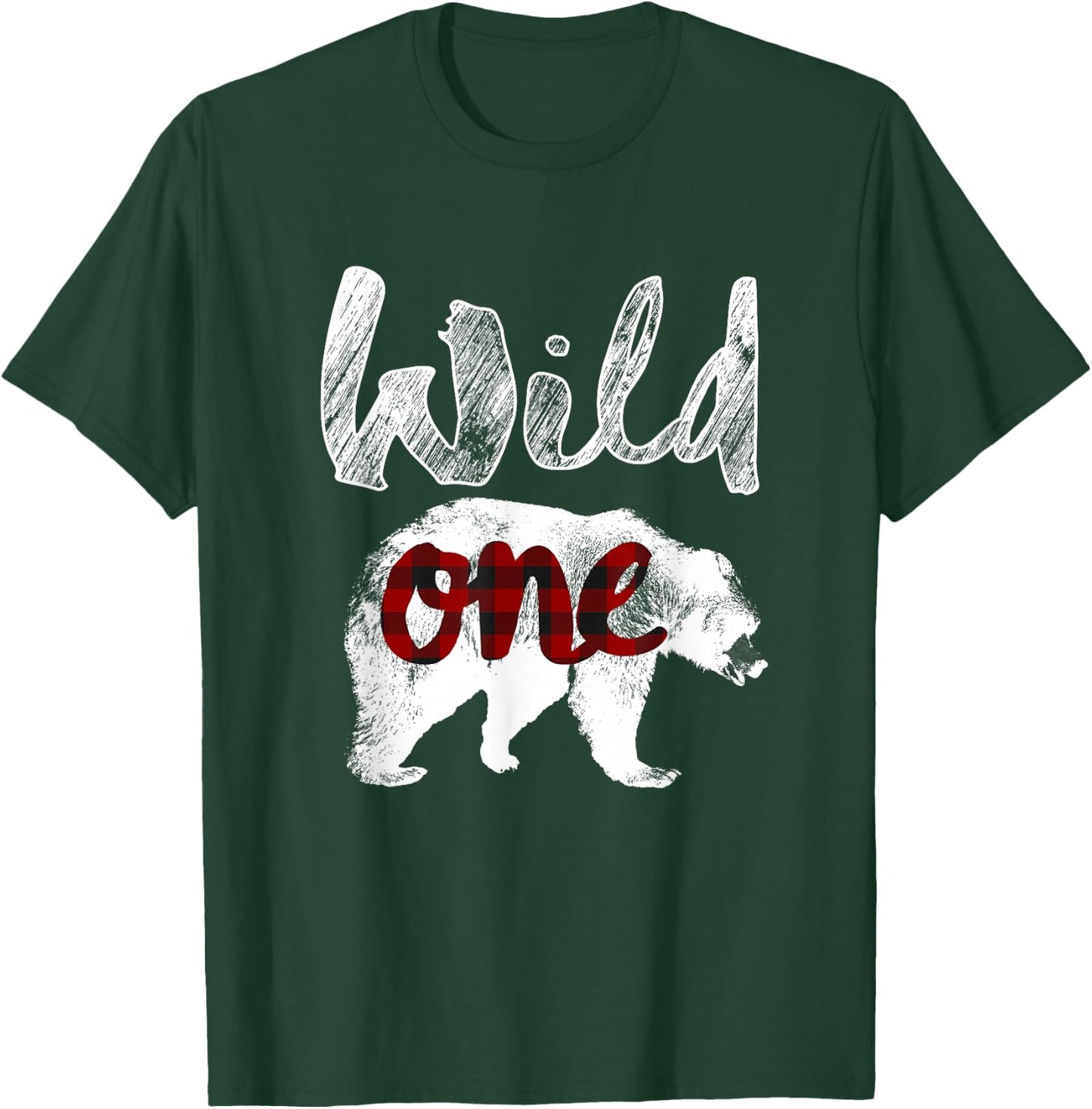 Bear Wild One Shirt 1st Birthday Lumberjack Buffalo Plaid T-Shirt - T-Shirt | Forest