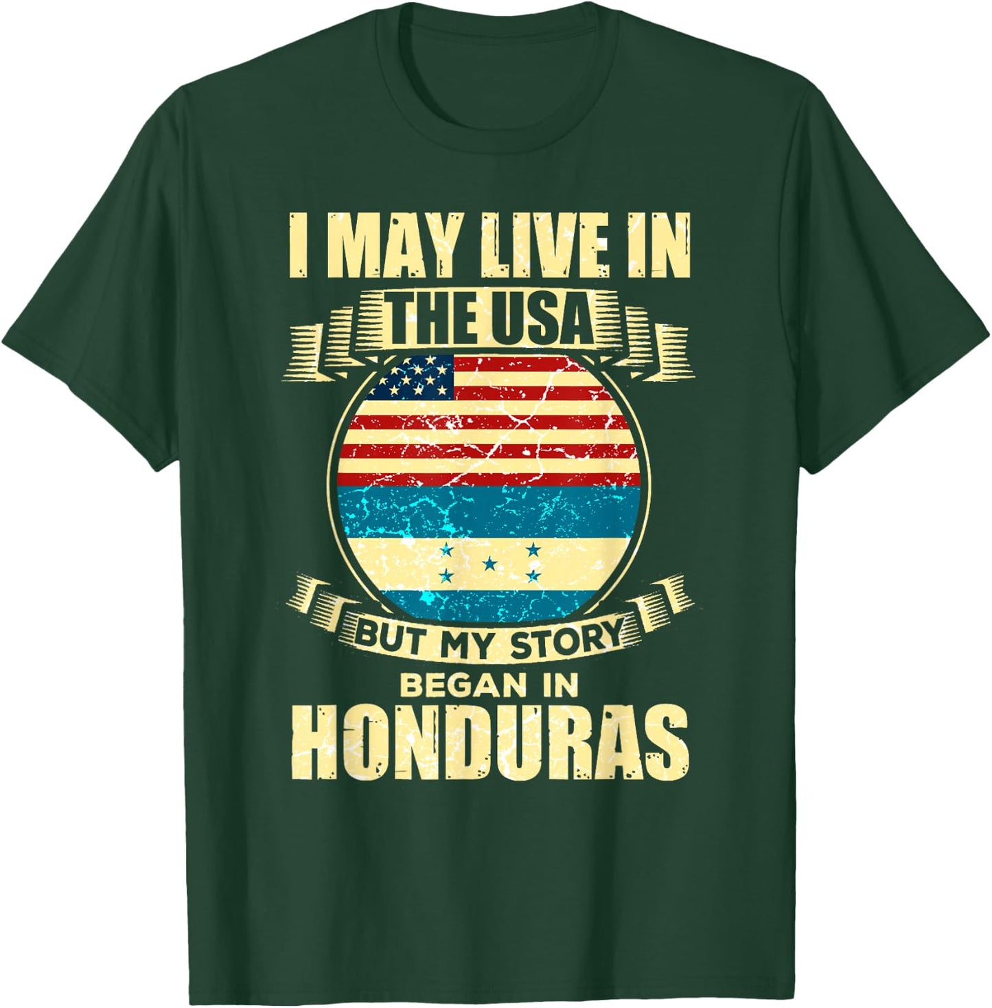 Home USA Honduras American Honduran Flag T-Shirt - T-Shirt | Forest