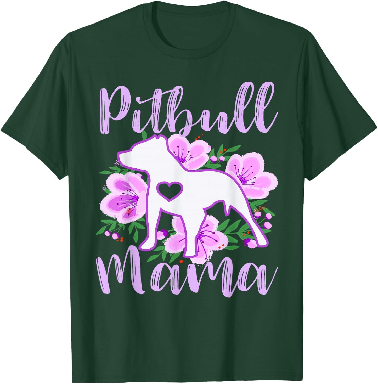 Pitbull Mama Purple Flowers Cute Pit Bull Pretty Mommy T-Shirt - T-Shirt | Forest
