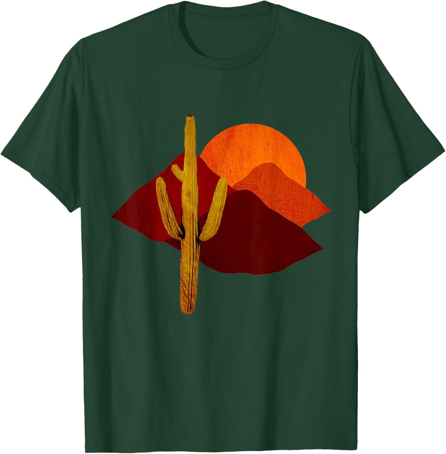 "Saguaro Sunset" Vintage Desert Cactus Scene T-Shirt - T-Shirt | Forest