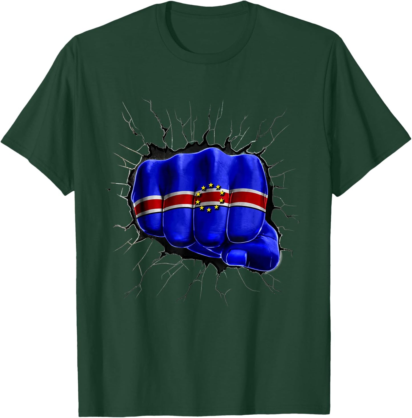 Cape Verde Flag Shirt Cape Verdean Flag Fist Gift T-Shirt - T-Shirt | Forest