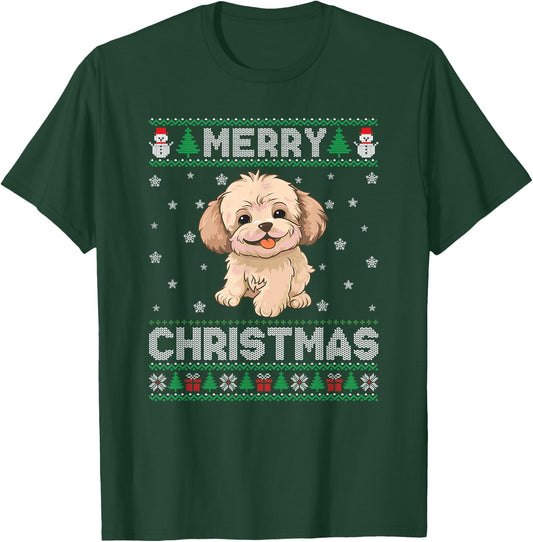 Maltipoo Dog Men Women Kids Ugly Christmas Sweater T-Shirt - T-Shirt | Forest