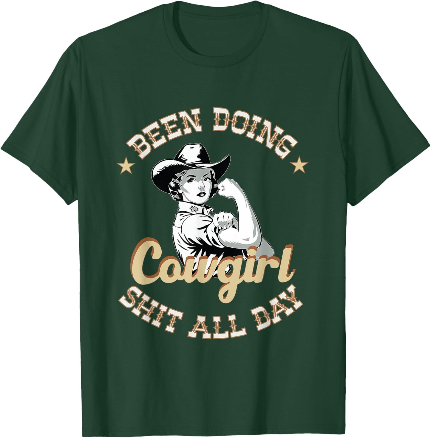 Been Doing Cowgirl Stuff All Day Retro Funny Cowboy Cowgirl T-Shirt - T-Shirt | Forest