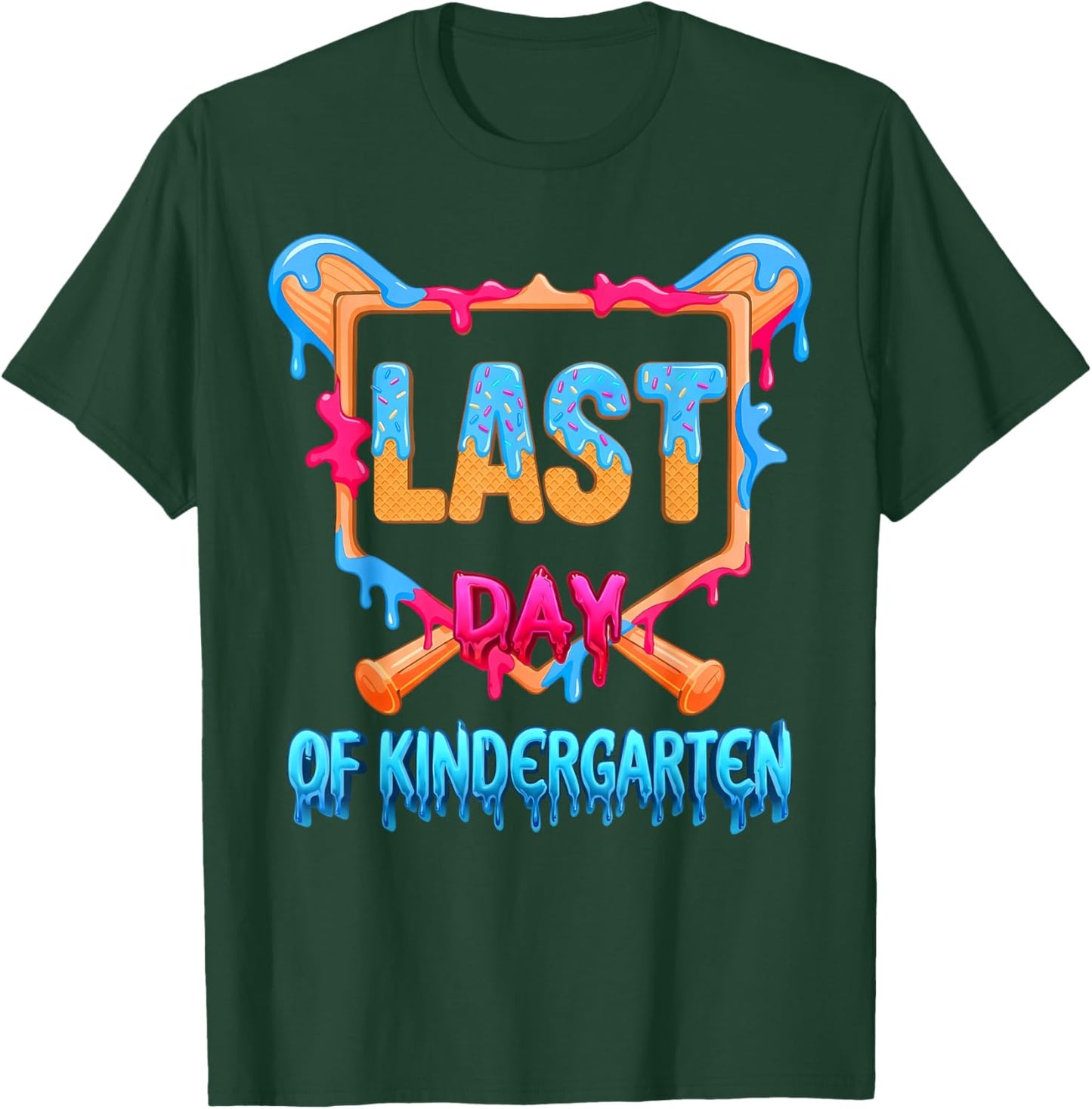 Last Day of Kindergarten Ice Cream Drip School Boys Girls T-Shirt - T-Shirt | Forest
