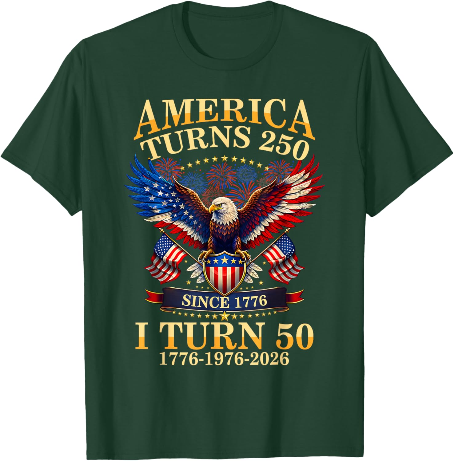 Vintage America Turns 250 I Turn 50 1976 50th Birthday T-Shirt - T-Shirt | Forest