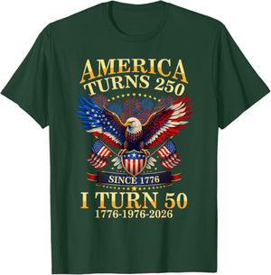 Vintage America Turns 250 I Turn 50 1976 50th Birthday T-Shirt - T-Shirt | Forest