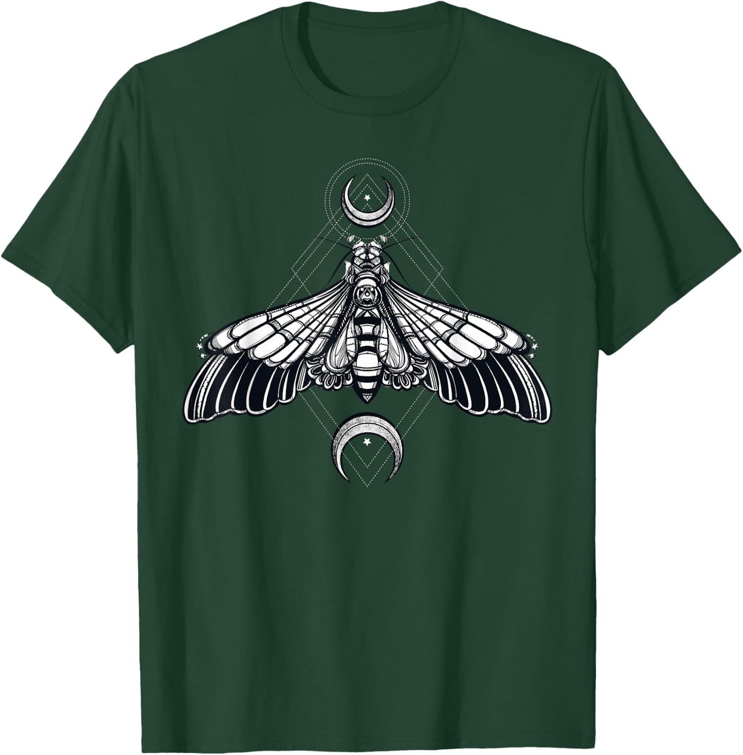 Butterfly Moth - Morbid Moon Occult Sacred Geometry T-Shirt - T-Shirt | Forest