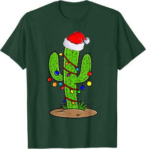 Cactus Christmas Lights Funny Christmas Gift T-Shirt - T-Shirt | Forest