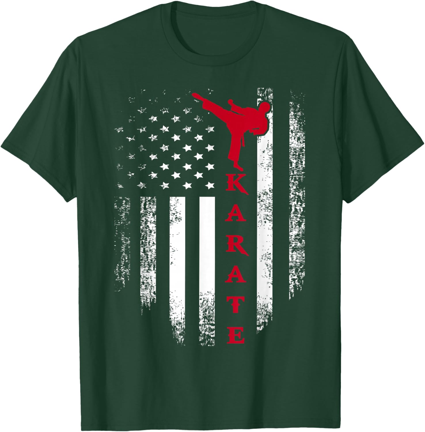 Vintage USA Red White Karate American Flag Cool T-Shirt - T-Shirt | Forest