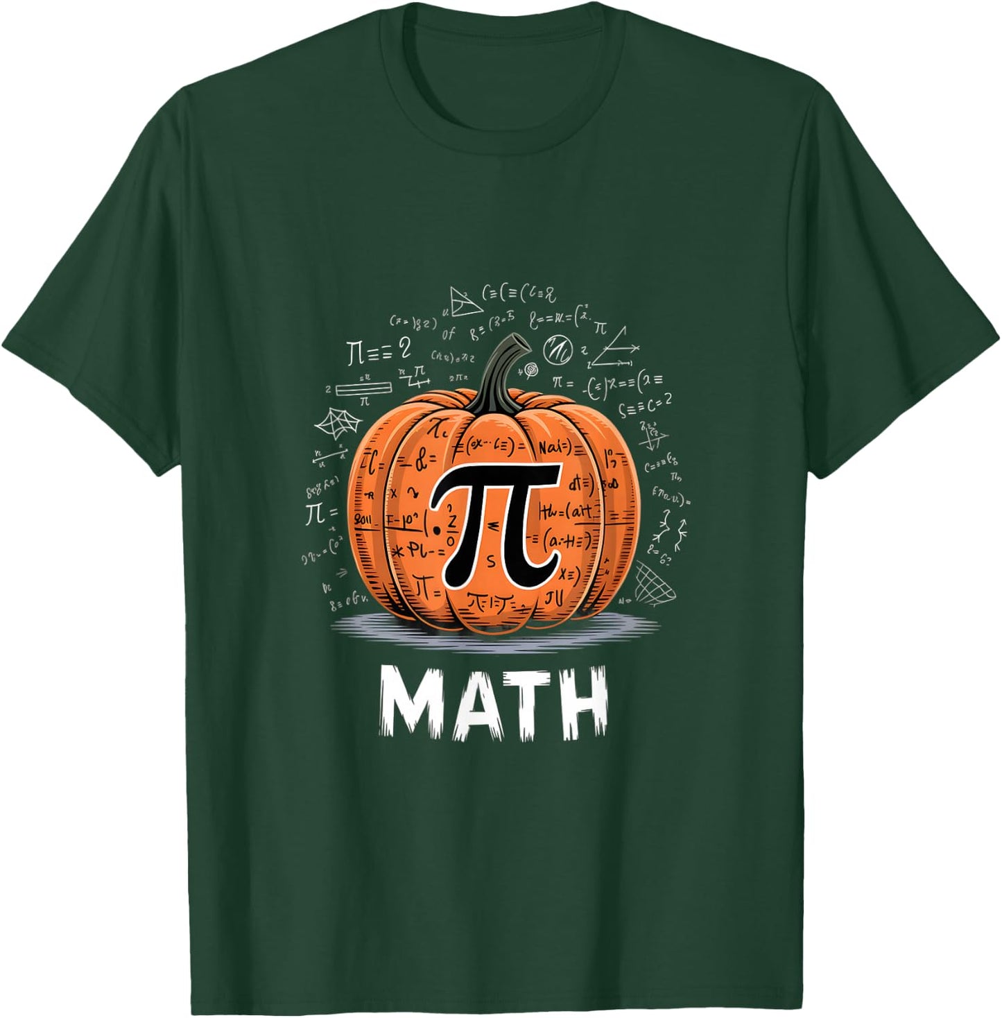 Funny Math Is Scary Pumpkin Pi Mathematics Halloween Pun T-Shirt - T-Shirt | Forest