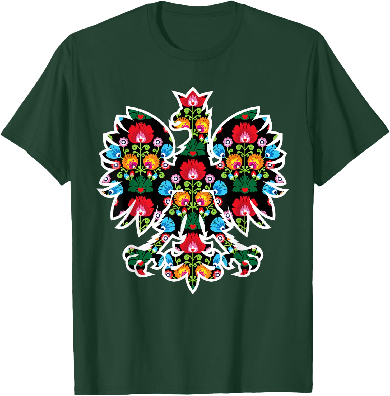 POLISH EAGLE | Poland WYCINANKI Emblem, Polish Folk Art Fest T-Shirt - T-Shirt | Forest