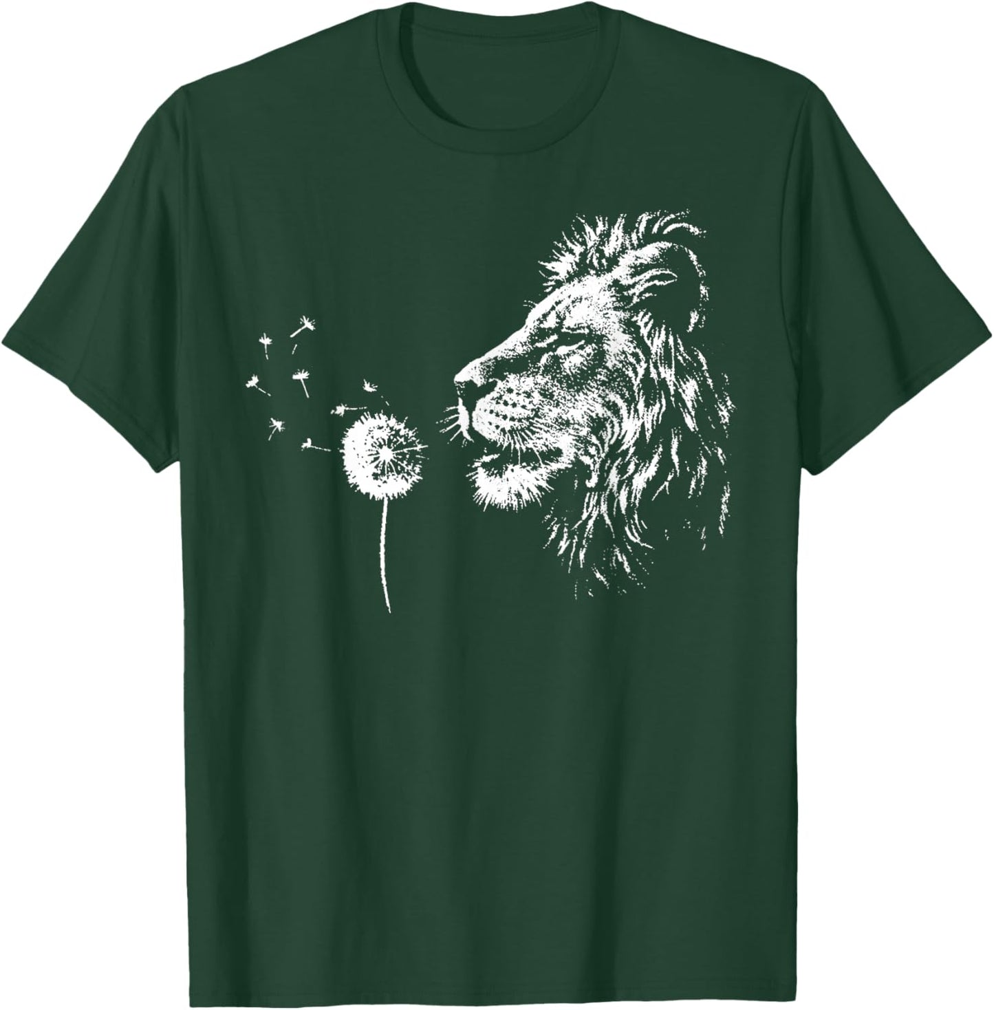 Retro Blowing Wishes Lion Blowing Dandelion Animal Leo Lion T-Shirt - T-Shirt | Forest