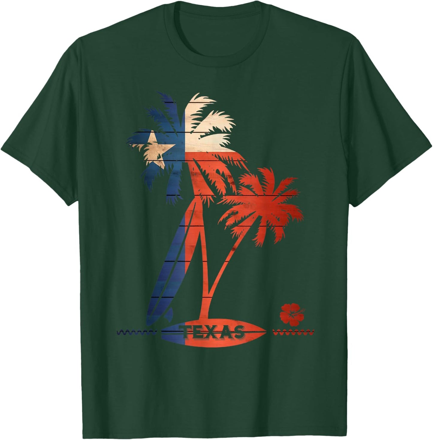 Surf Texas Palm Tree and Surfboard Shirt T-Shirt - T-Shirt | Forest