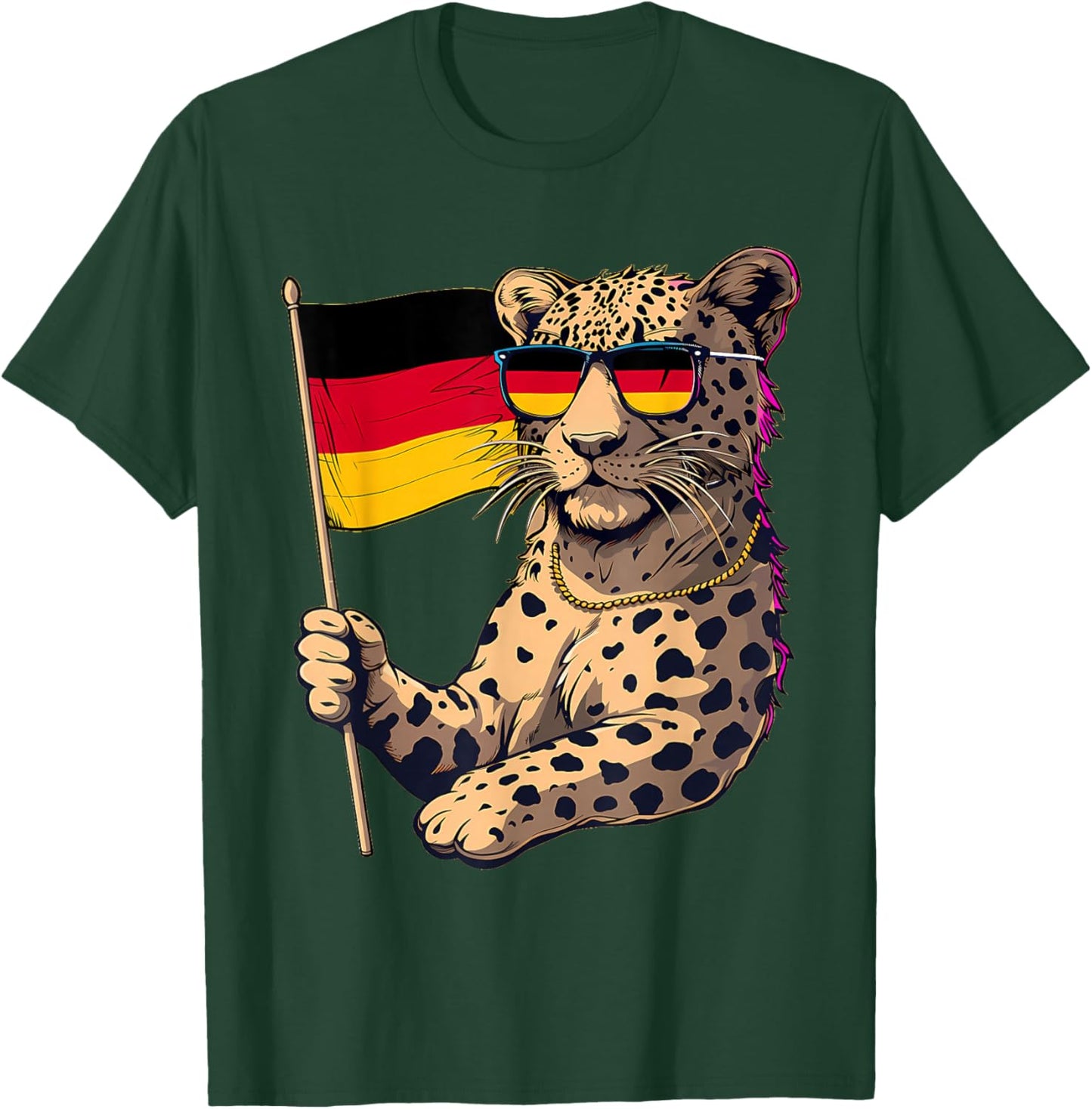 Deutschland Leopard German Pride Germany Flag T-Shirt - T-Shirt | Forest