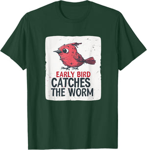 Funny Red Early Bird Costume for Worm Idiom Speech Lovers T-Shirt - T-Shirt | Forest