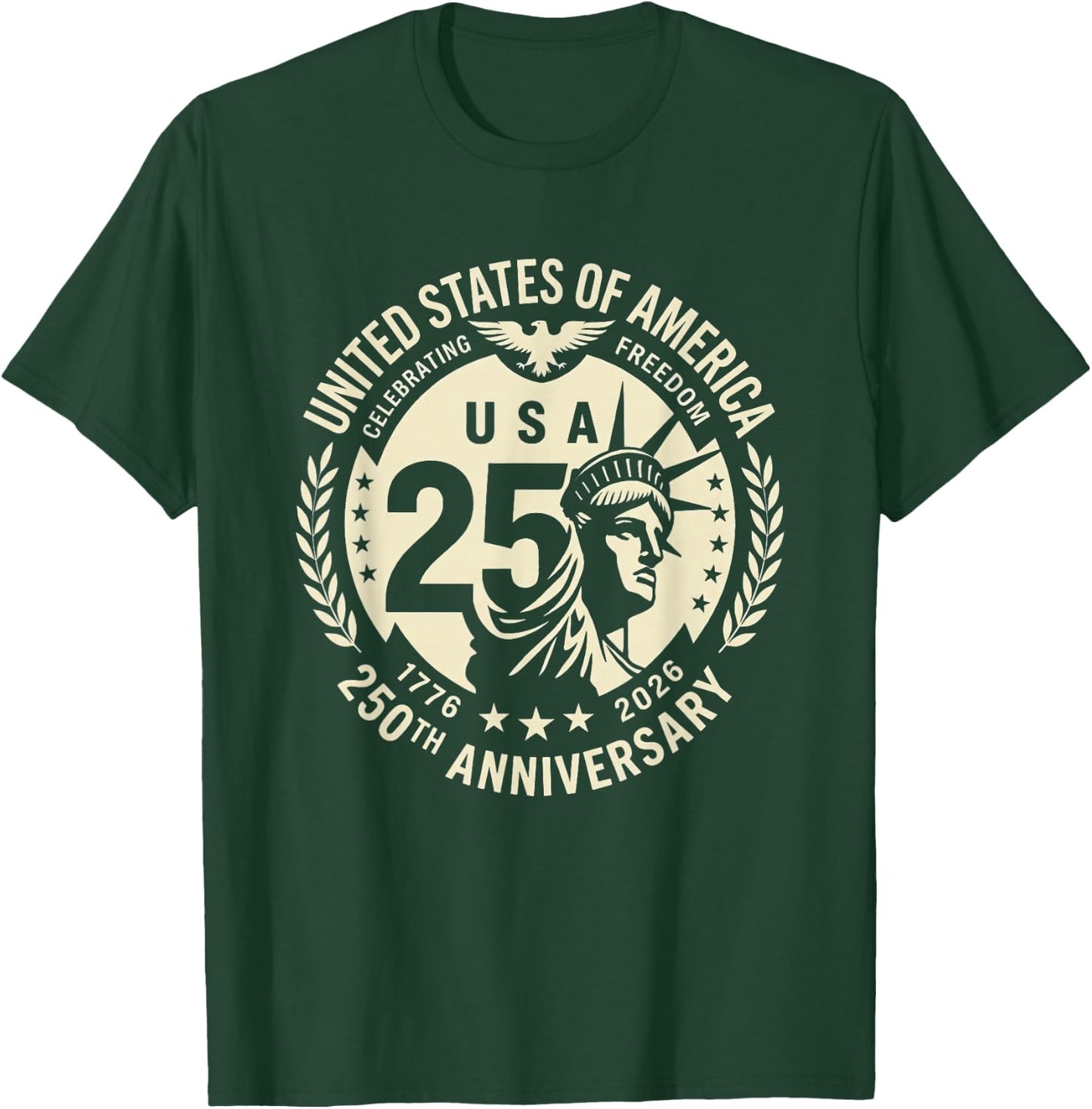 Patriotic 250 Years USA 250th Anniversary USA 4th of July T-Shirt - T-Shirt | Forest