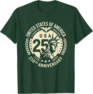 Patriotic 250th Anniversary USA 250 Years 4th of July T-Shirt - T-Shirt | Forest