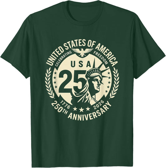 Patriotic 250th Anniversary USA 250 Years 4th of July T-Shirt - T-Shirt | Forest