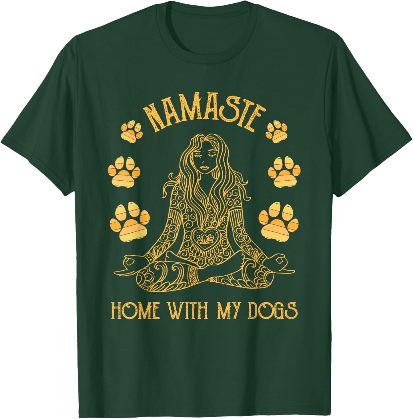 Namaste Home with My Dog Funny Yoga T-Shirt - T-Shirt | Forest