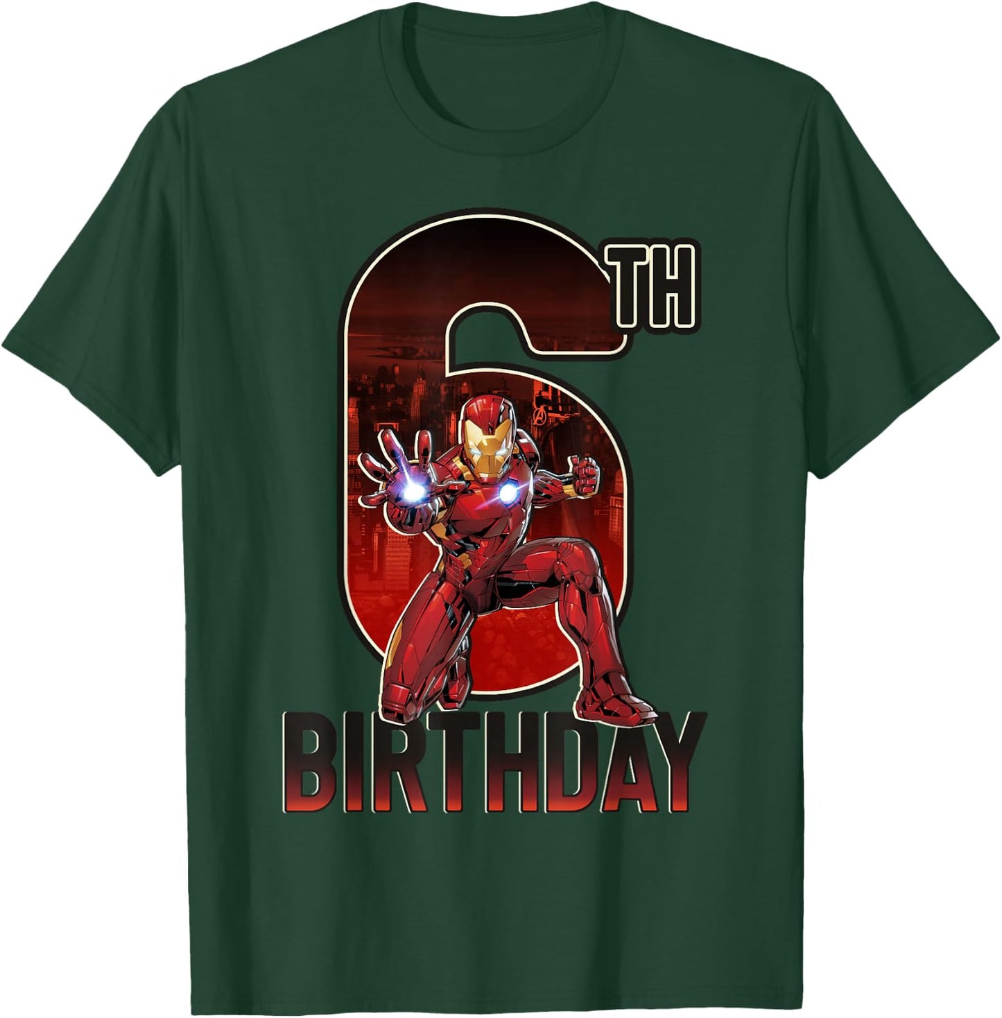 Marvel Iron Man 6th Birthday Action Pose Graphic T-Shirt - T-Shirt | Forest