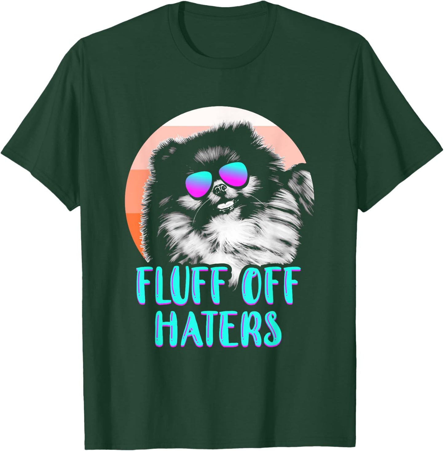 Funny Pomeranian Face Sunglasses No Fluffs Given Dog Lover Men Women Girls Kids T-Shirt - T-Shirt | Forest