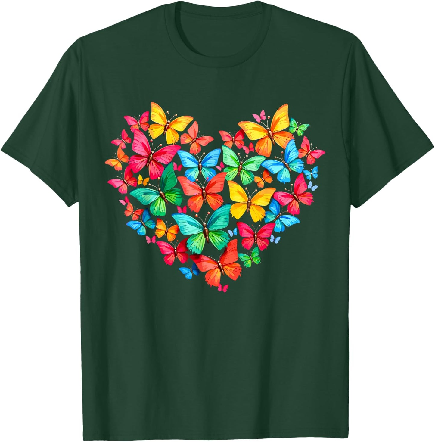 Butterfly Heart Colorful Butterflies T-Shirt - T-Shirt | Forest