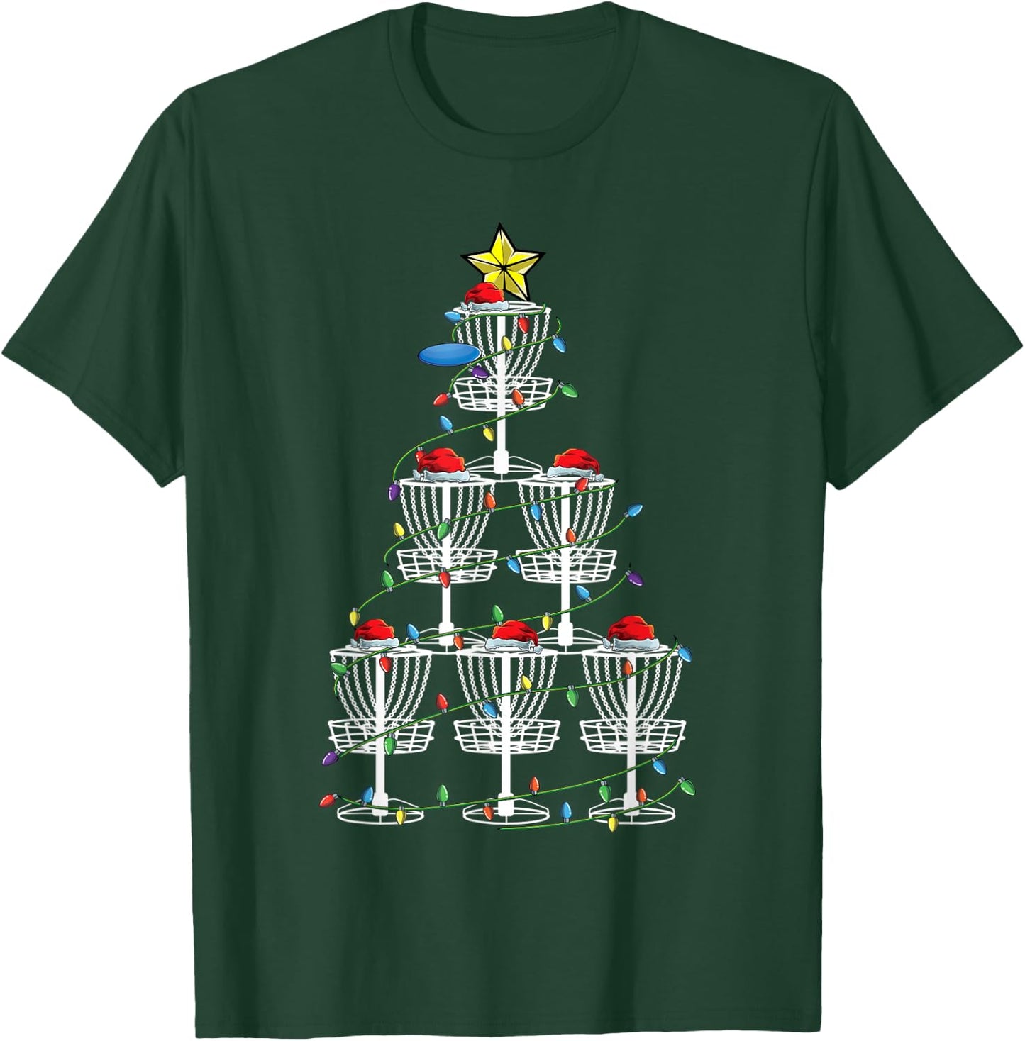 XMas Disc Golf Player Basket Christmas Tree Cute Frolf Gifts T-Shirt - T-Shirt | Forest