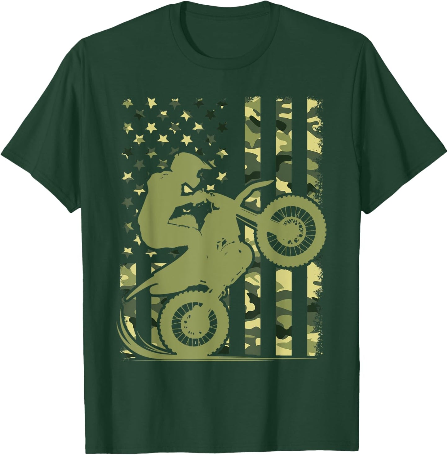 Motocross Dirt Bike Racing Camo Camouflage Boys T-Shirt - T-Shirt | Forest