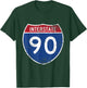 Interstate 90 Distressed Grunge Vintage Look T-Shirt - T-Shirt | Forest