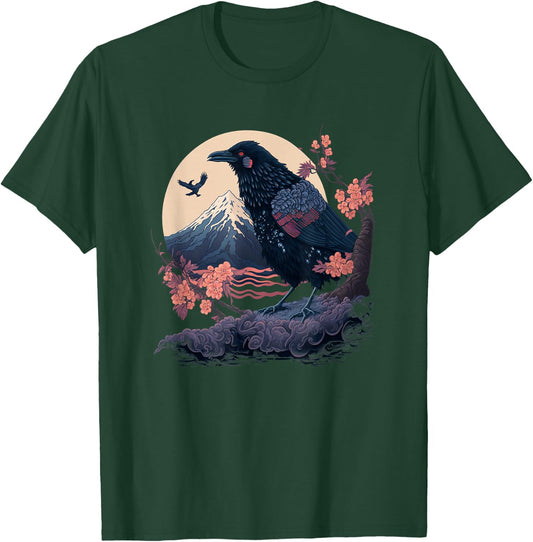 Surrealism Japanese Painting Crow Raven T-Shirt - T-Shirt | Forest