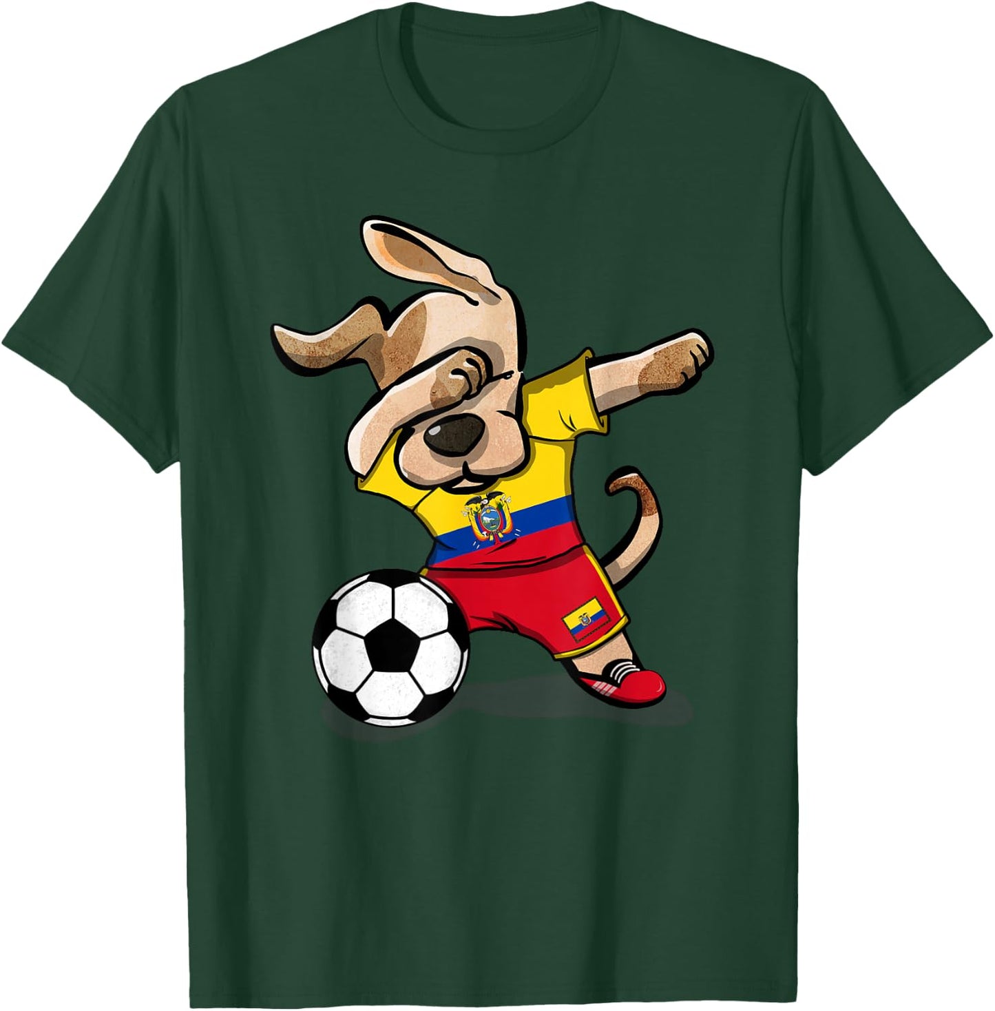 Dabbing Dog Ecuador Soccer Fans Jersey Ecuadorian Football T-Shirt - T-Shirt | Forest