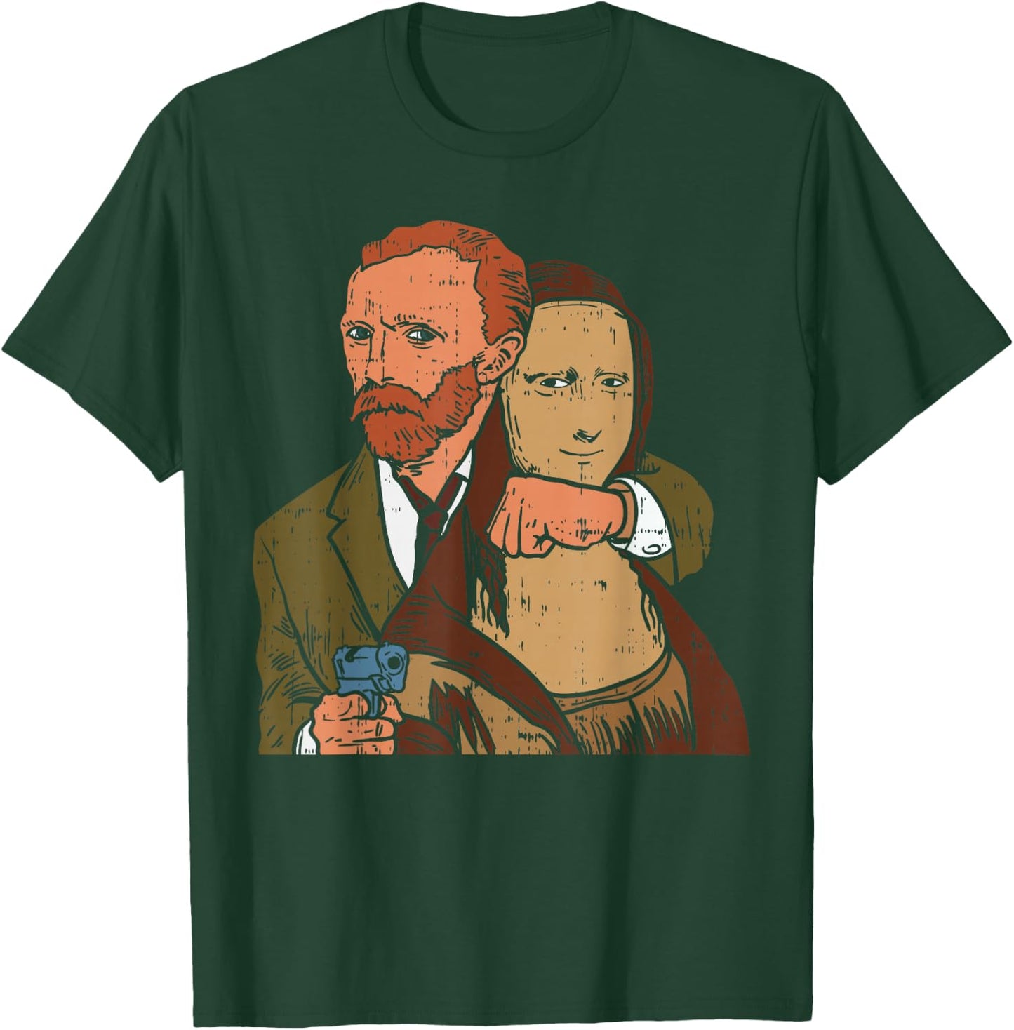 Van Gogh Mona Lisa Funny Famous Art Painting Parody Gift T-Shirt - T-Shirt | Forest