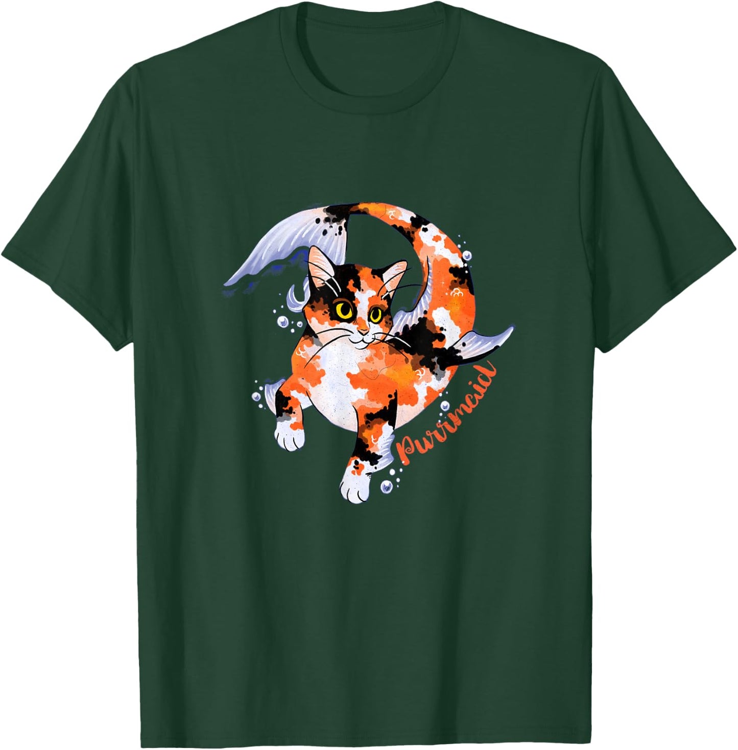 Purrmaid | Funny Mermaid Cat, Mermaiding Kitty T-Shirt - T-Shirt | Forest