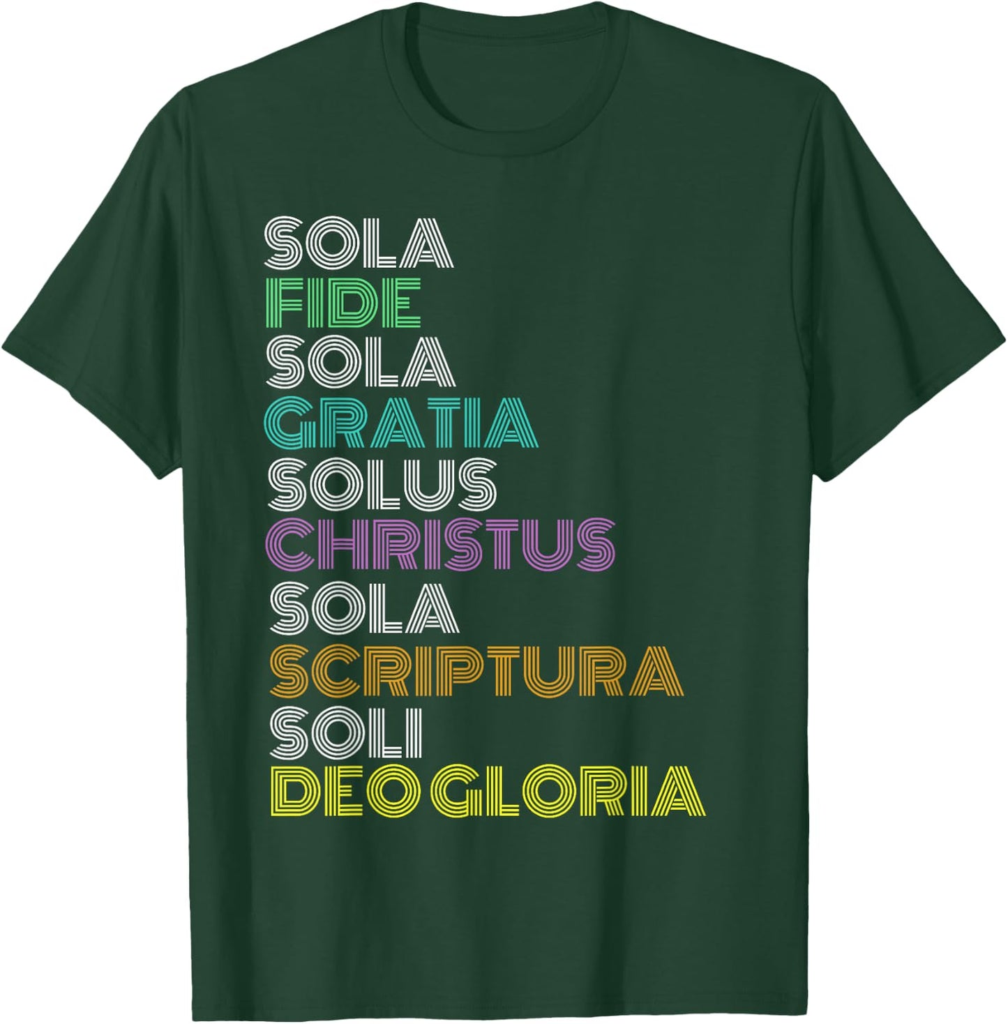 Reformed Christian Five 5 Solas Reformation Day Church T-Shirt - T-Shirt | Forest