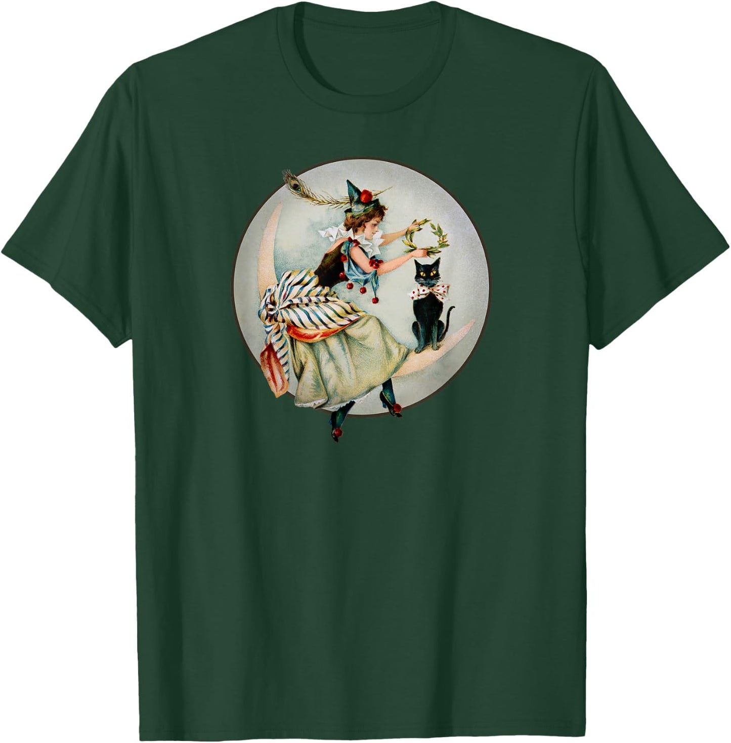 The Black Cat Magazine Vintage Halloween Woman And Cat T-Shirt - T-Shirt | Forest