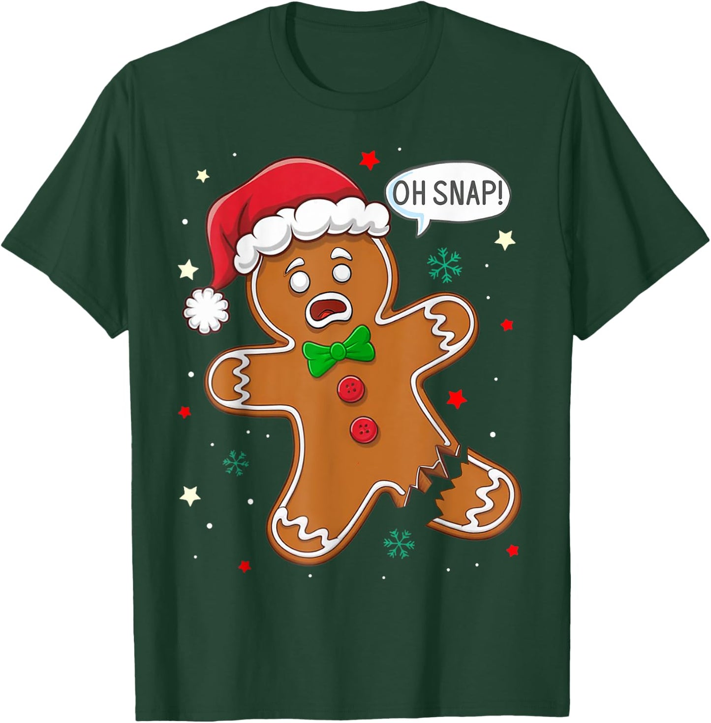 Christmas Gingerbread Man Oh Snap Funny T-Shirt - T-Shirt | Forest