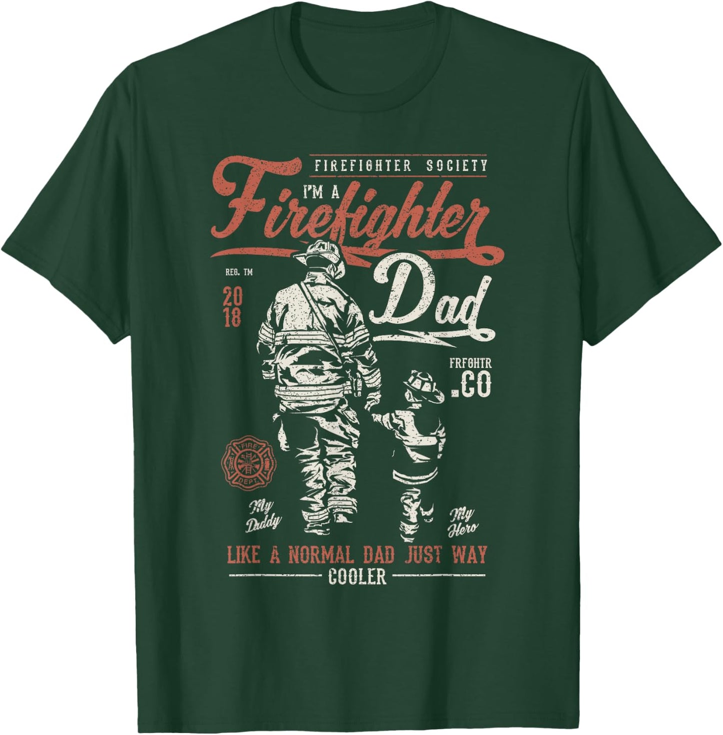 Distressed Firefighter Dad Shirt Men Fathers Day Fireman T-Shirt - T-Shirt | Forest